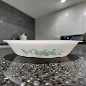 Glasbake Divided Casserole Baking Dish J-2352,‎ Aqua Turquoise Fruit Design